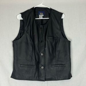 Black Leather Dennis Basso Men's Vest